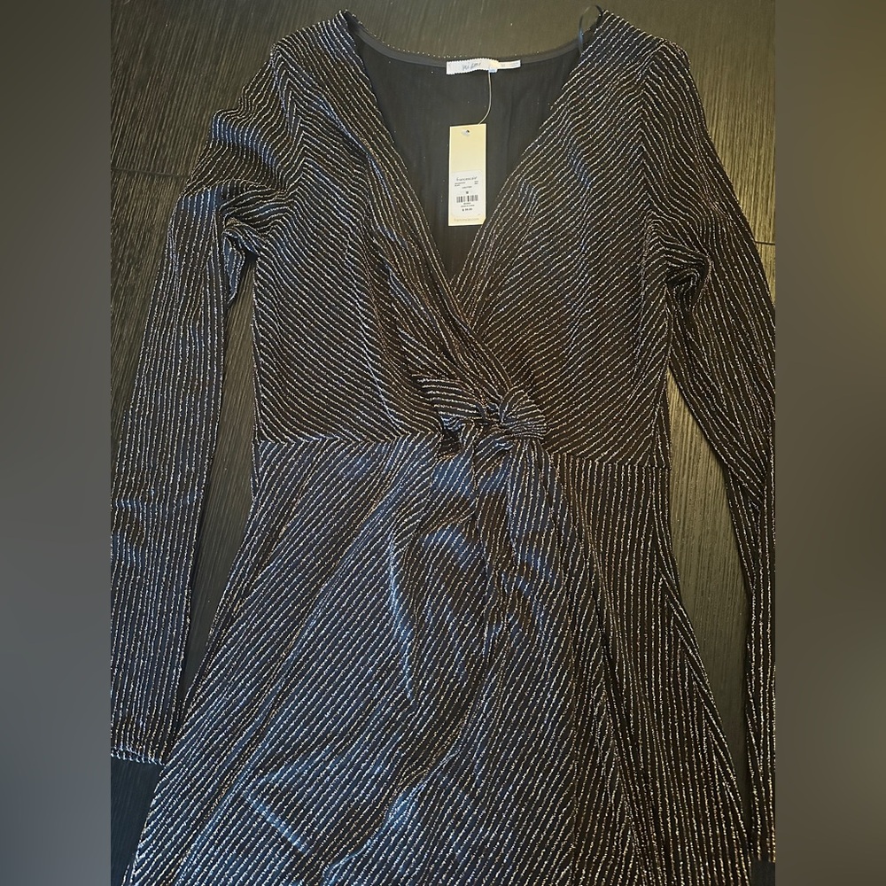 Chic Glitter Striped Long Sleeve Dress